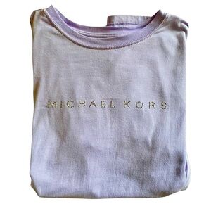 MICHAEL Kors Signature Purple Cotton Studded Detail Short Sleeve Tee Shirt M